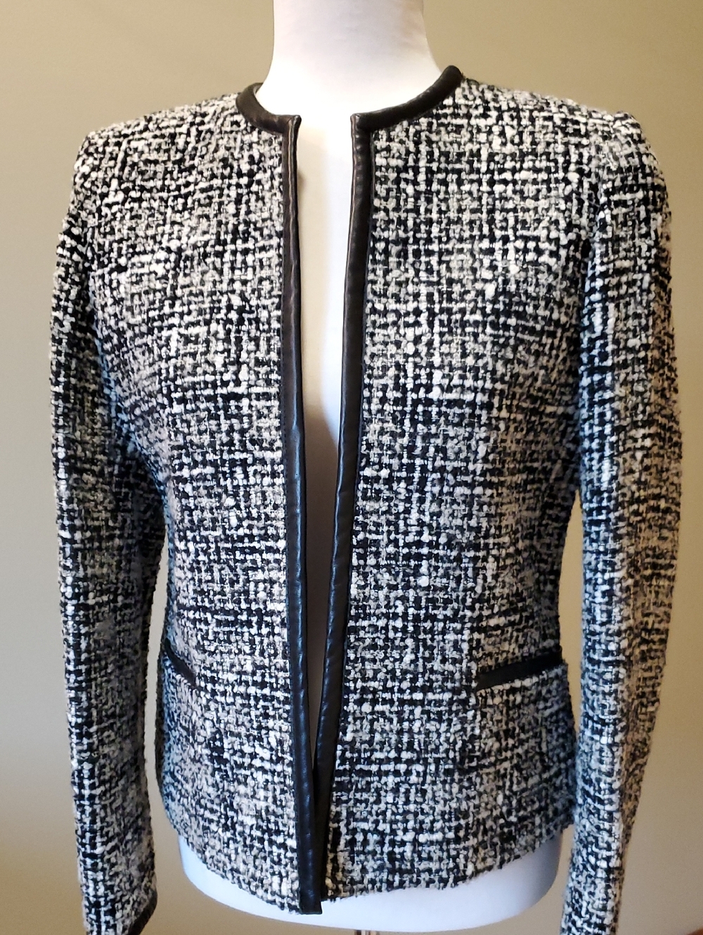 Jones New York Black and White Tweed Petite Jacket